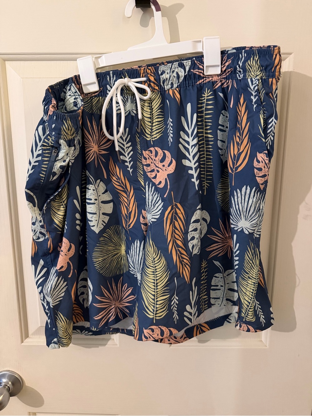 Goodfellow & Co Navy and Orange Tropical Swim Trunks